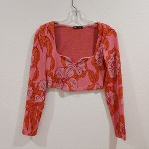 Zara Floral Knit Crop Top